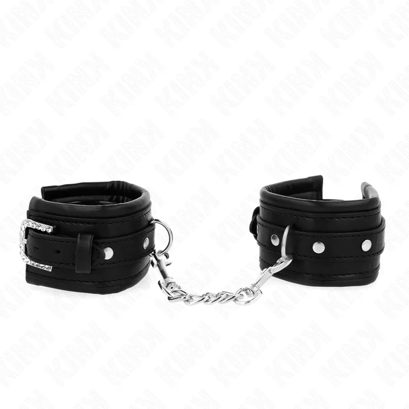 Menottes à Boucle Strass Noir Ajustable 25-32 Kink