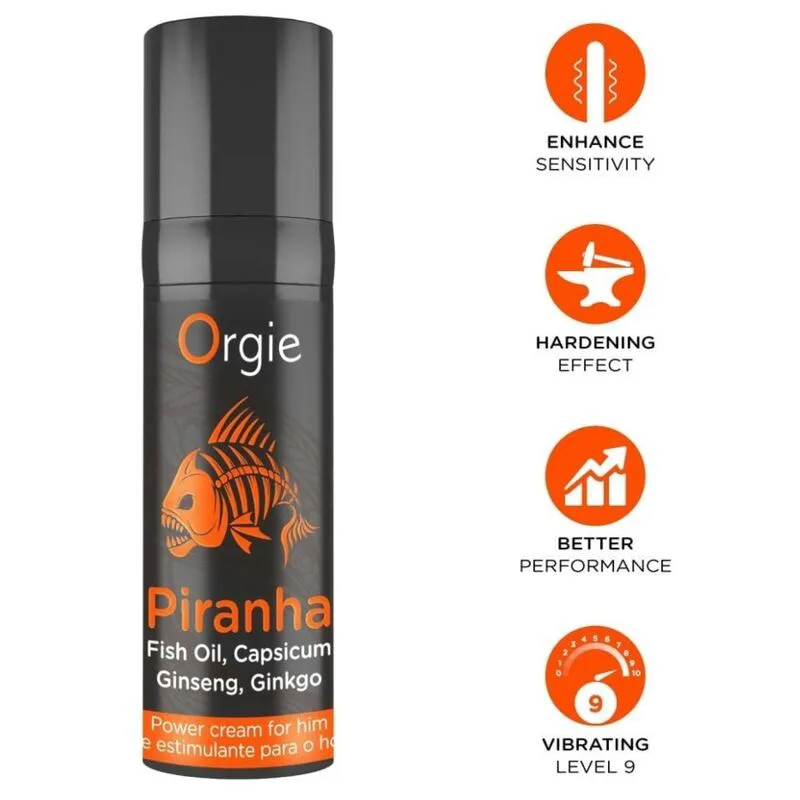 Crème Énergisante Piranha pour Lui 15 ML Orgie crème aphrodisiaque homme