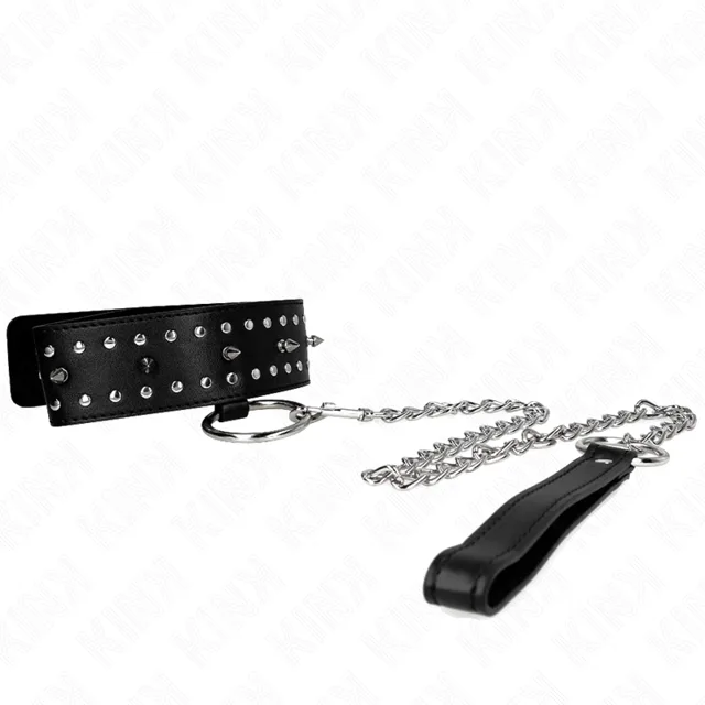 Collier avec Laisse 65 cm avec Clous Argentés Modèle 1