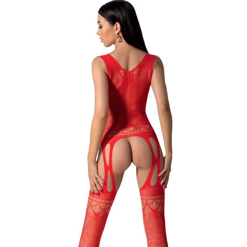 BS099 Bodystocking Rouge Taille Unique Passion rouge body résille
