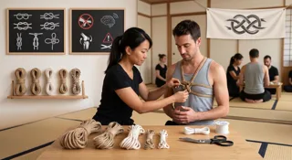 Atelier de shibari, apprentissage des noeuds de base avec cordes de jute