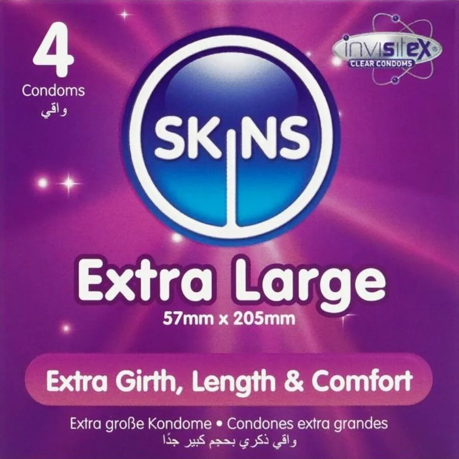 Pack de 4 Préservatifs Extra Larges Premium Skins
