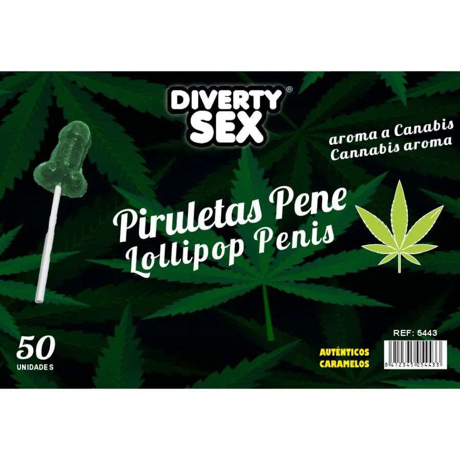 50 Sucettes Pénis Arôme Cannabis Diablo Goloso jeu coquin