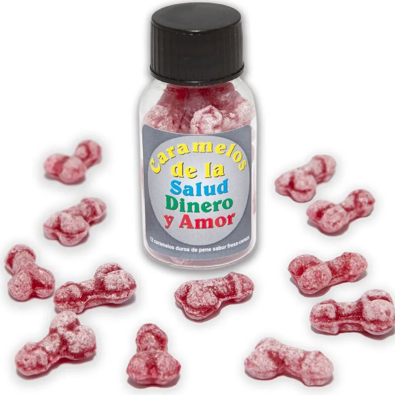 12 Bonbons Santé-argent-amour Forme de Pénis Fraise/cerise argent jeu coquin