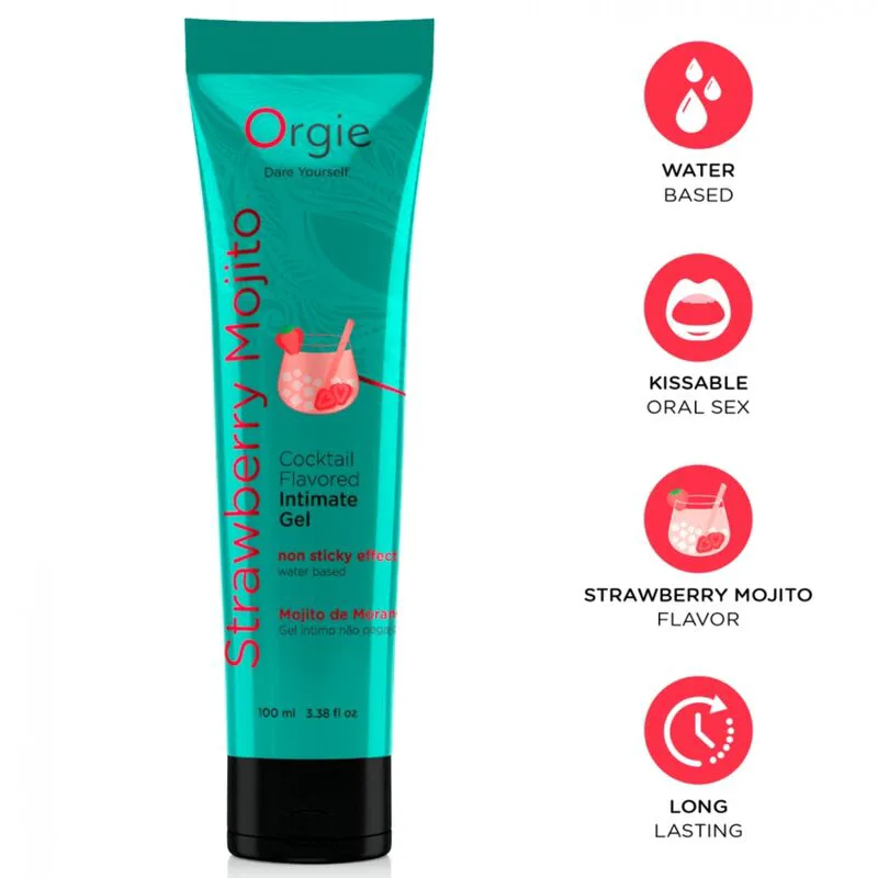 Tube de Lubrification Cocktail Fraise Mojito Gel Intime à Orgie lubrifiant base eau