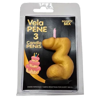 Bougie Pénis en Forme de Chiffre 3 Couleur Or Diablo Picante jeu coquin