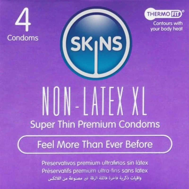 Préservatifs sans Latex, Paquet de 4, Format XL Skins