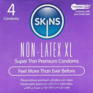 Préservatifs sans Latex, Paquet de 4, Format XL Skins