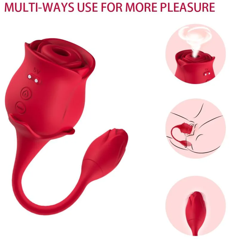 Stimulateur à succion et Vibromasseur de Clitoris Rose 10 Modes Rouge Armony