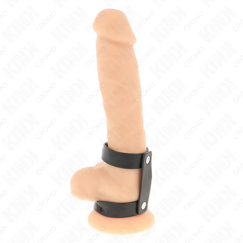 Anneau pénien Double en Cuir Réglable Kink