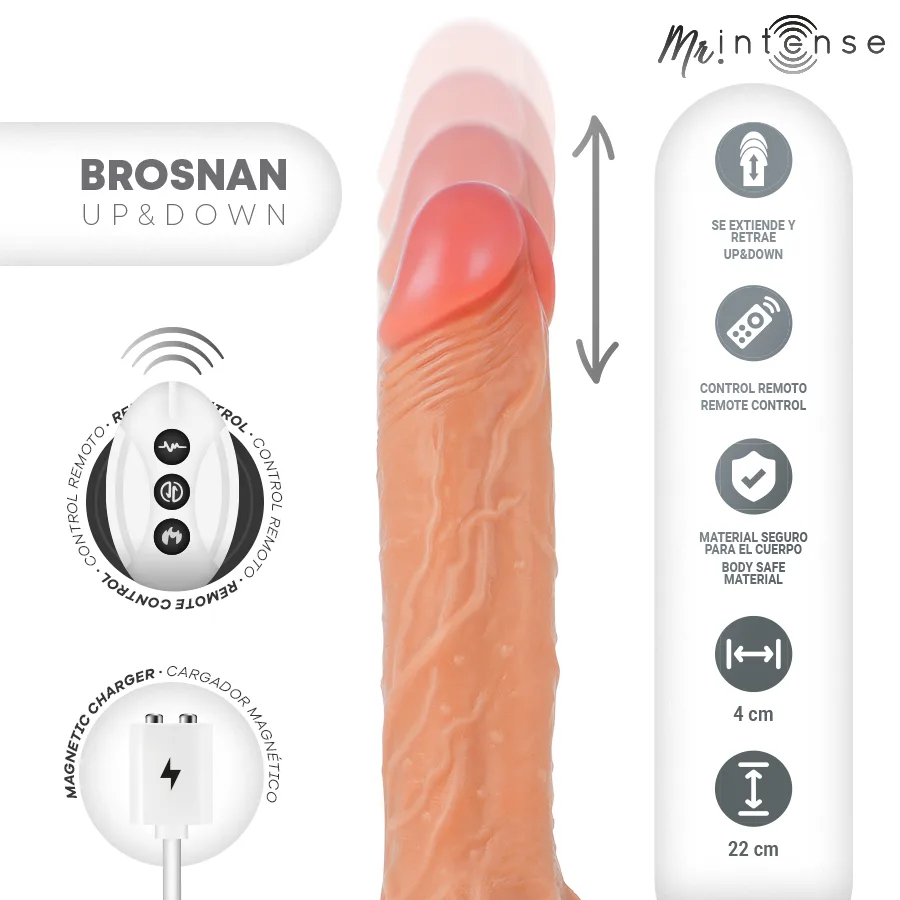 Vibromasseur Brosnan Réaliste Multifonctionnel avec Vibration, Mr Intense