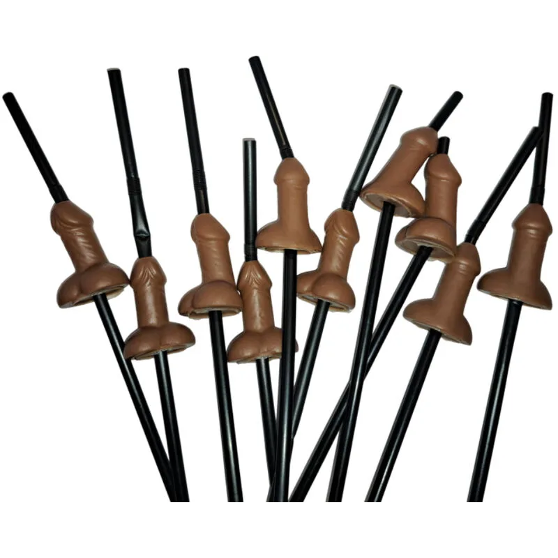 Sachet de 10 Pailles Naturelles Gros Pénis Diablo Picante jeu coquin