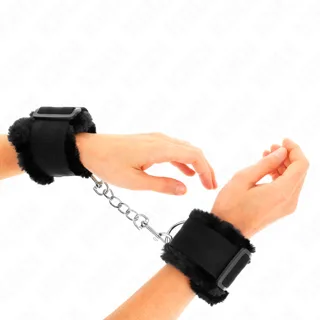 Menottes Doublés de Fourrure Noir Ajustable 17-31 Kink