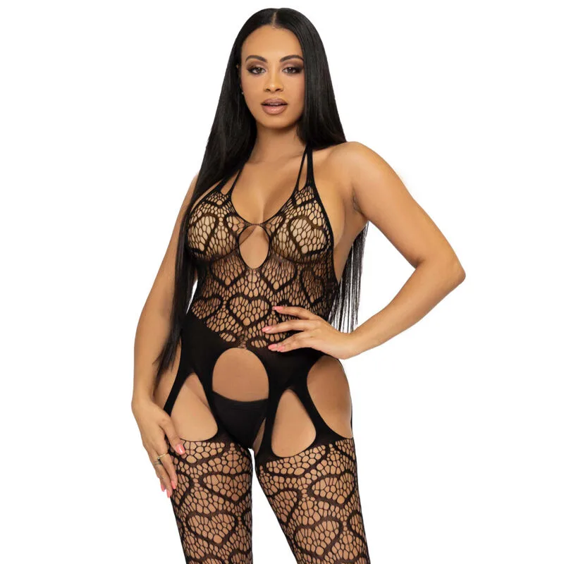 Bodystocking de Red Con Tirantes Talla Única - Négro Leg Avenue rouge body résille