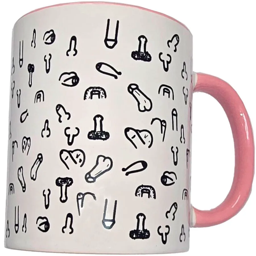 Tasse Pénis Blanc avec Anse Rose 370 M Diablo Picante blanc jeu coquin