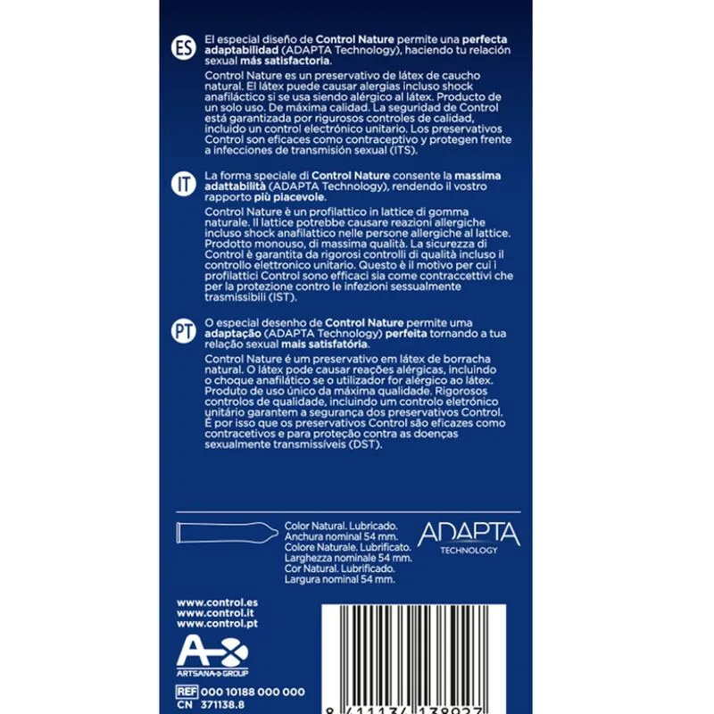 Préservatifs Adapta Nature 6 Unités Control
