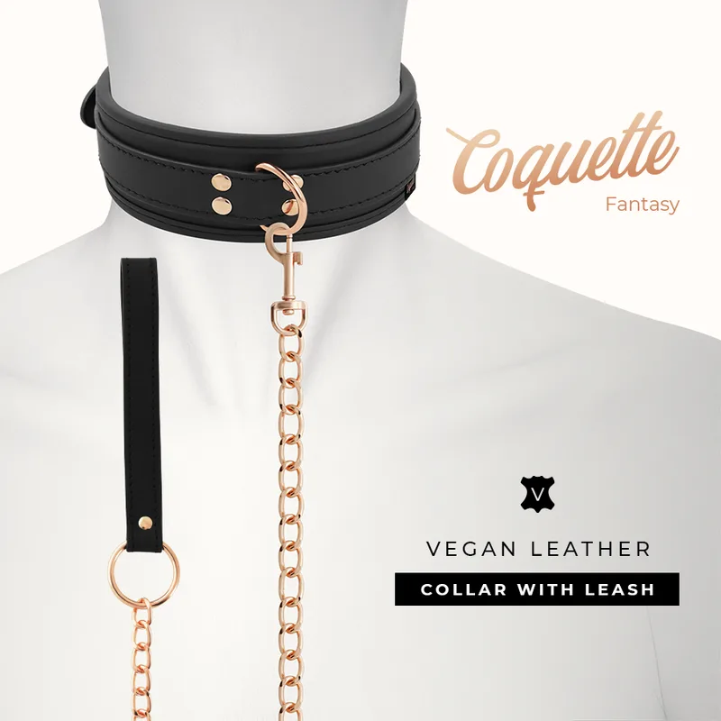 Collier Fantaisie en Cuir Végan avec Bracelet et Doublure
