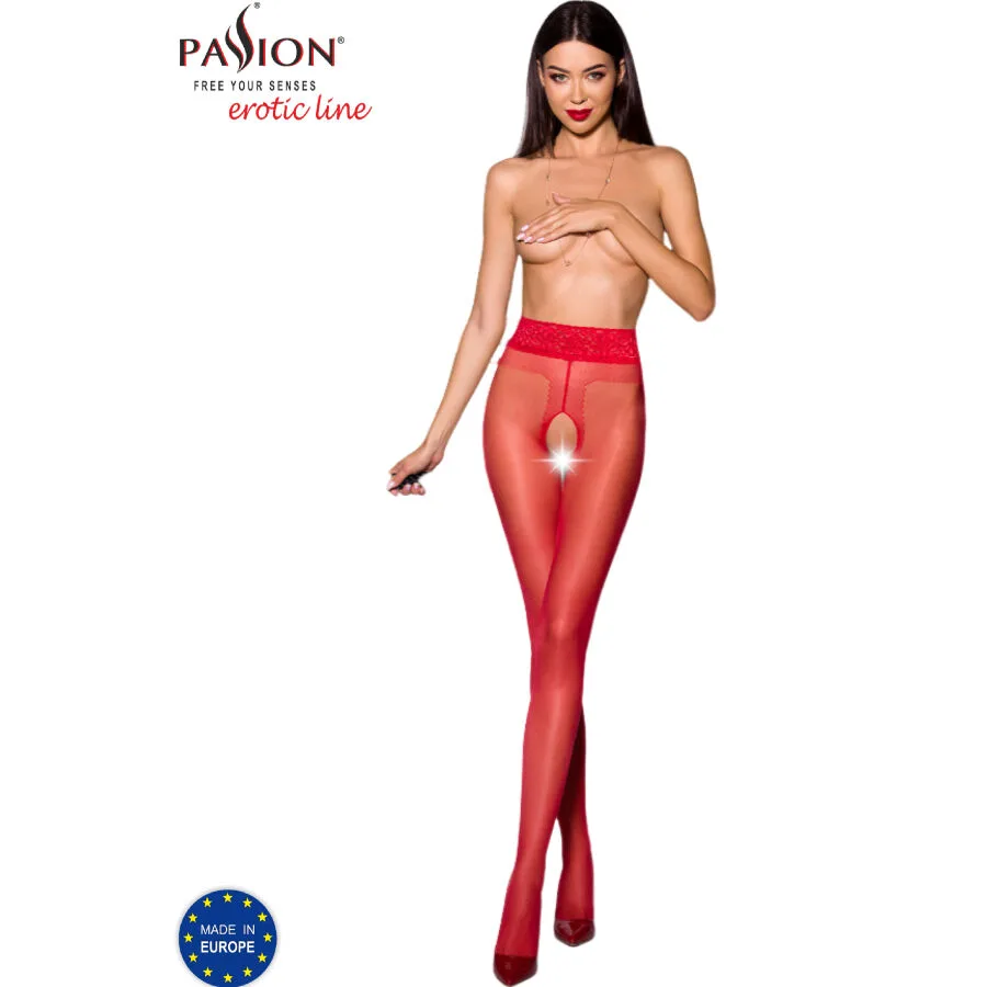 Tiopen 001 Collant Rouge 1/2 20 Den Passion rouge porte-jarretelles