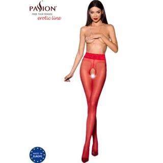 Tiopen 001 Collant Rouge 1/2 20 Den Passion rouge porte-jarretelles