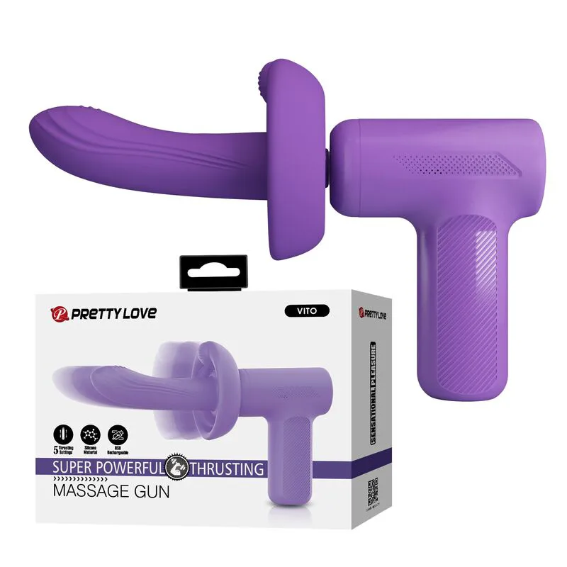 Stimulateur clitoridien Pistolet de Massage Vito à Poussée 5 Modes Violet Pretty Love