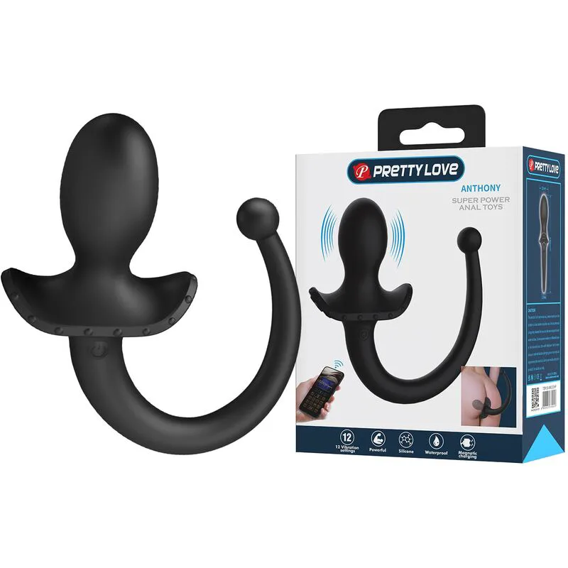 Vibromasseur Anal et Périnéum Noir Contrôlé par Pretty Love