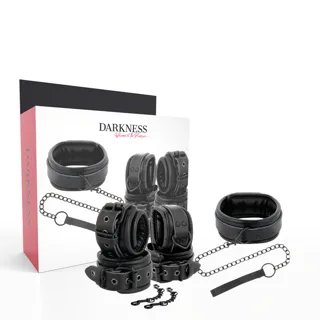 Menottes et Collier en Cuir Noir Darkness noir menottes