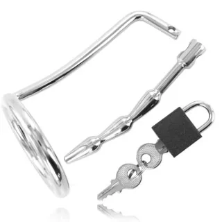 Anneau de Testicule avec Plug de Chasteté Urétral Metal Hard