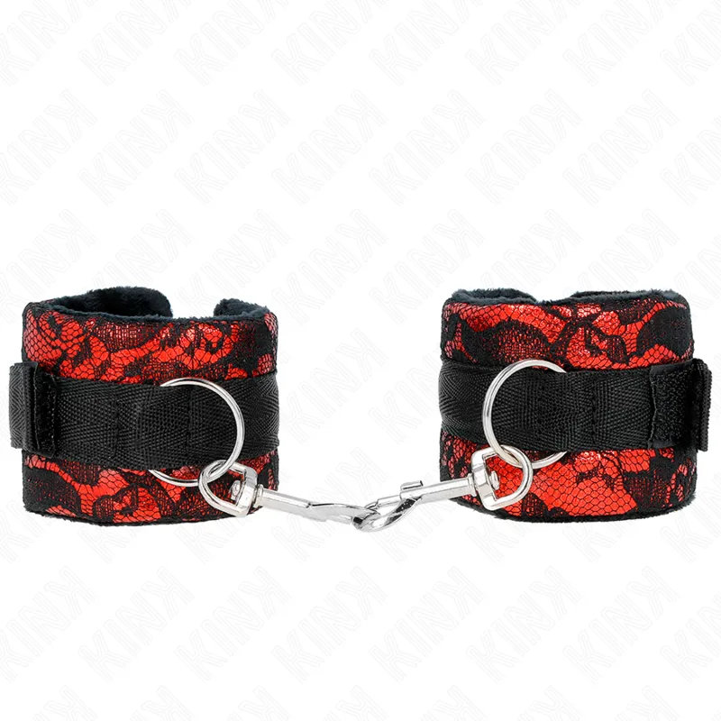 Attentes-poignets Courtes en Dentelle de Velours et Kink noir menottes