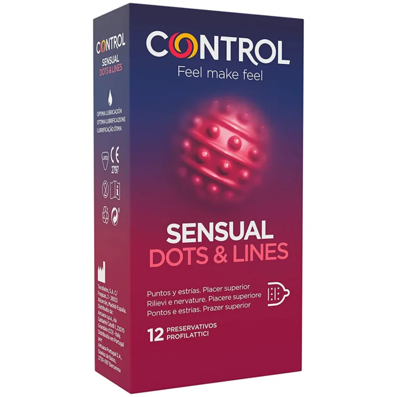 Préservatif Points & Lignes Sensuelles Points et Vergetures 12 Unités Control