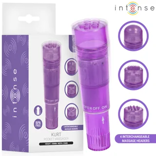 Mini Masseur Kurt avec 4 Têtes Interchangeables Violette Intense violet stimulateur clitoridien