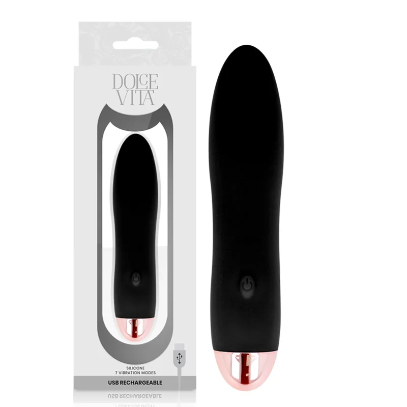 Vibromasseur Rechargeable Quatre Noir 7 Vitesses Dolce Vita