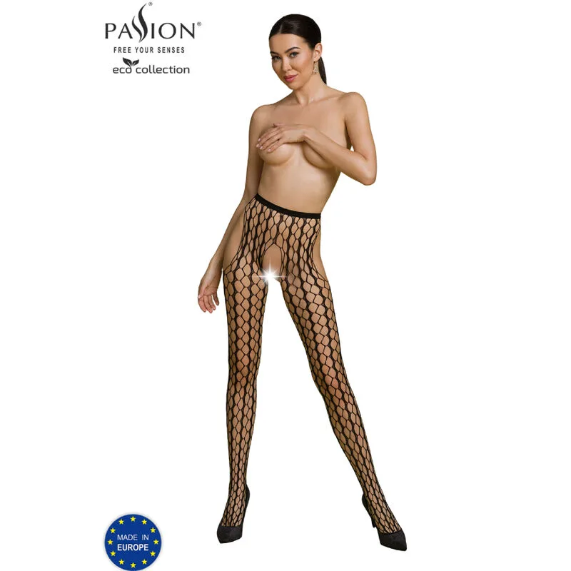 Bodystocking Eco Collection Eco S007 Noir Passion noir porte-jarretelles