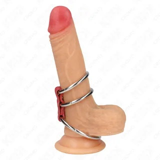 Anneau pénien Triple Métal 3,7 cm à 5 cm Connecté avec du Kink