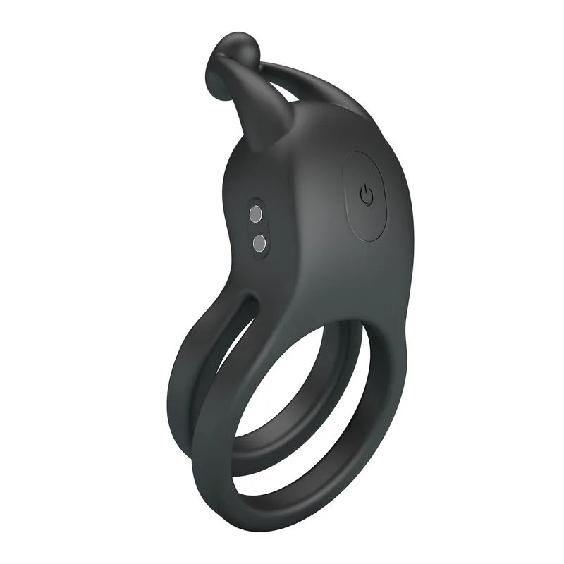 Anneau pénien Double Vibrant Rechargeable Goodwin Noir Pretty Love