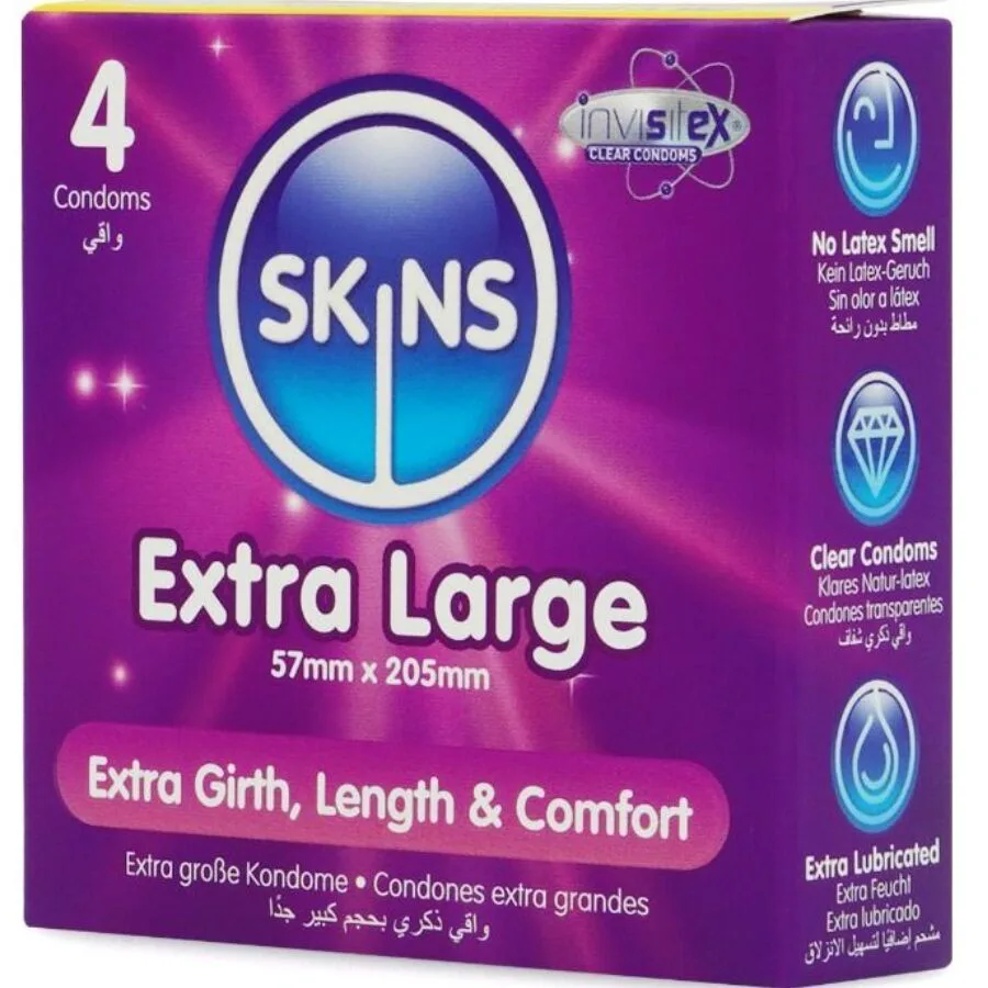 Pack de 4 Préservatifs Extra Larges Premium Skins