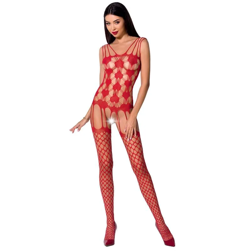 Femme BS067 Bodystocking Rouge Taille Unique Passion rouge body résille