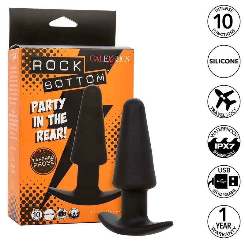 Rock Bottom Effilé Plug Anal 10 Vibrations Silicone Noir