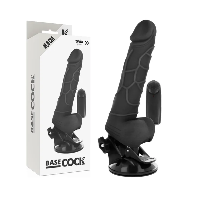Vibromasseur Réaliste Télécommande Noir 18,5 x 4 cm Basecock