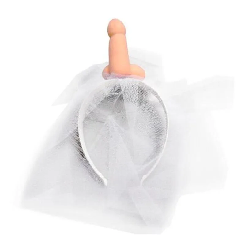 Voile de Mariée Blanc avec Pénis Diablo Picante blanc jeu coquin