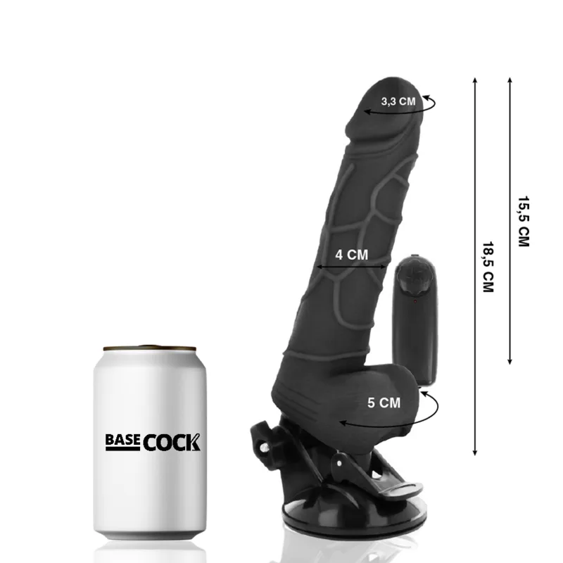 Vibromasseur Réaliste Télécommande Noir 18,5 x 4 cm Basecock