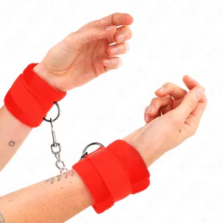 Manchettes Débutant en Fourrure Rouge 30 X 7 CM Kink rouge menottes