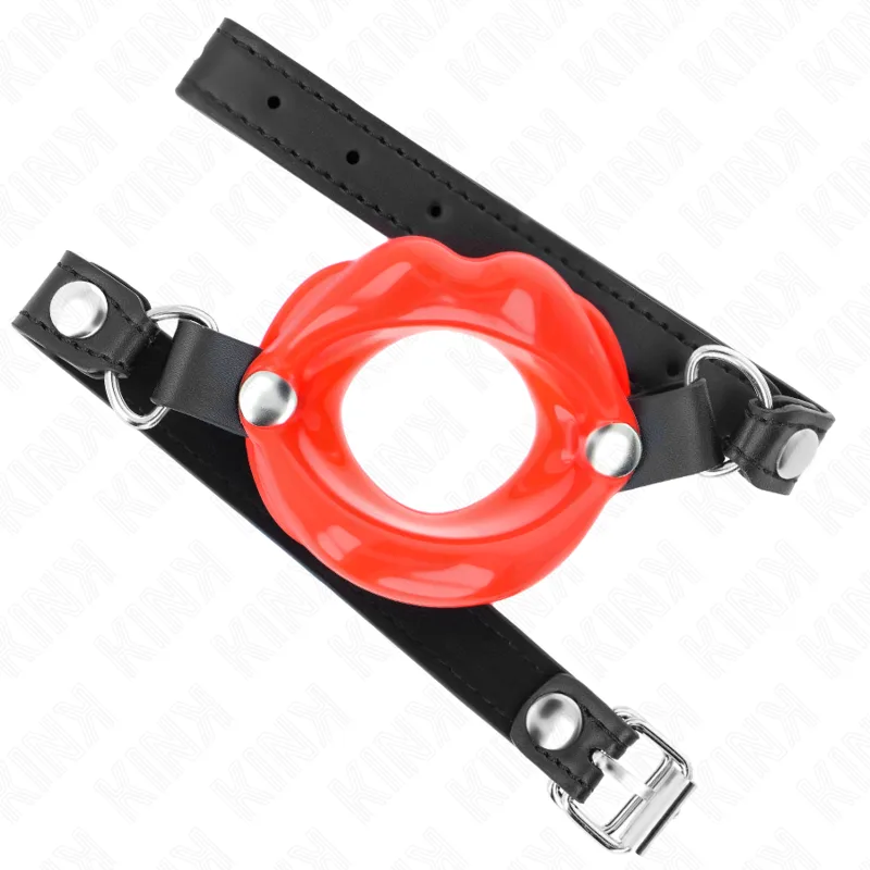 Bâton Lip 8 CM avec Sangle en Cuir Rouge 63 X 2 CM Kink rouge bâillon