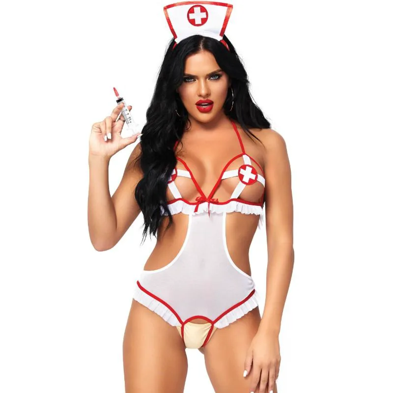 Nurse Teddy Ouvert Ouvert Taille Unique Leg Avenue déguisement sexy