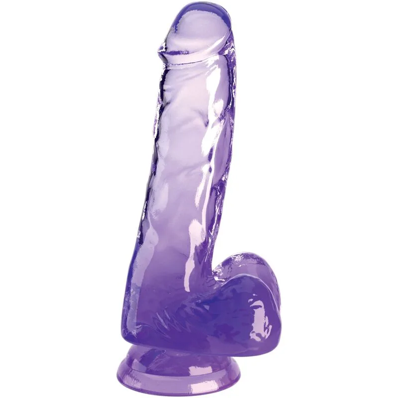 Gode Clear Réaliste avec Boules 13,5 cm Violet King Cock