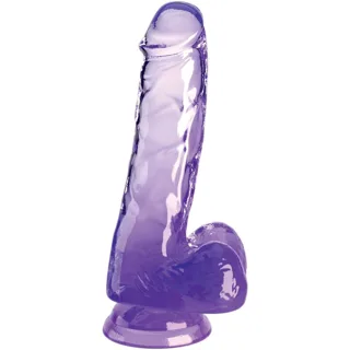 Gode Clear Réaliste avec Boules 13,5 cm Violet King Cock
