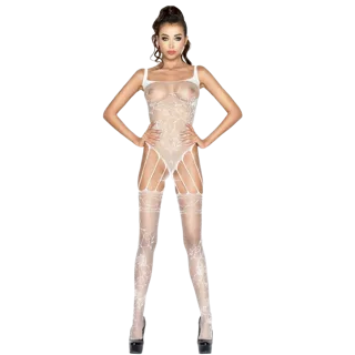 Femme BS034 Bodystocking Blanc Taille Unique Passion blanc body résille