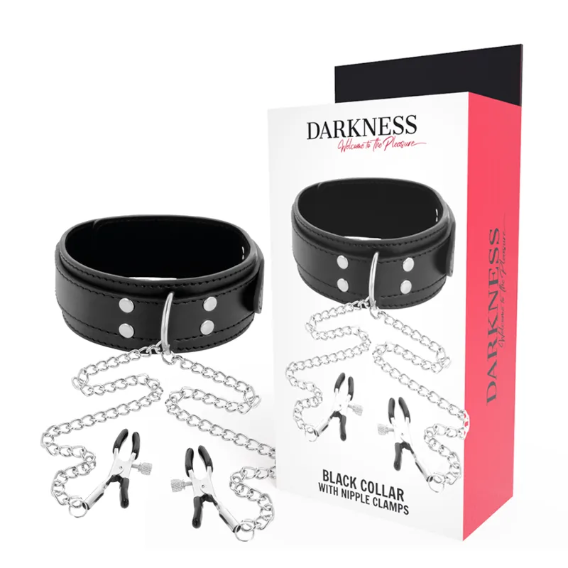 Collier avec Pinces Nipple Noir Darkness