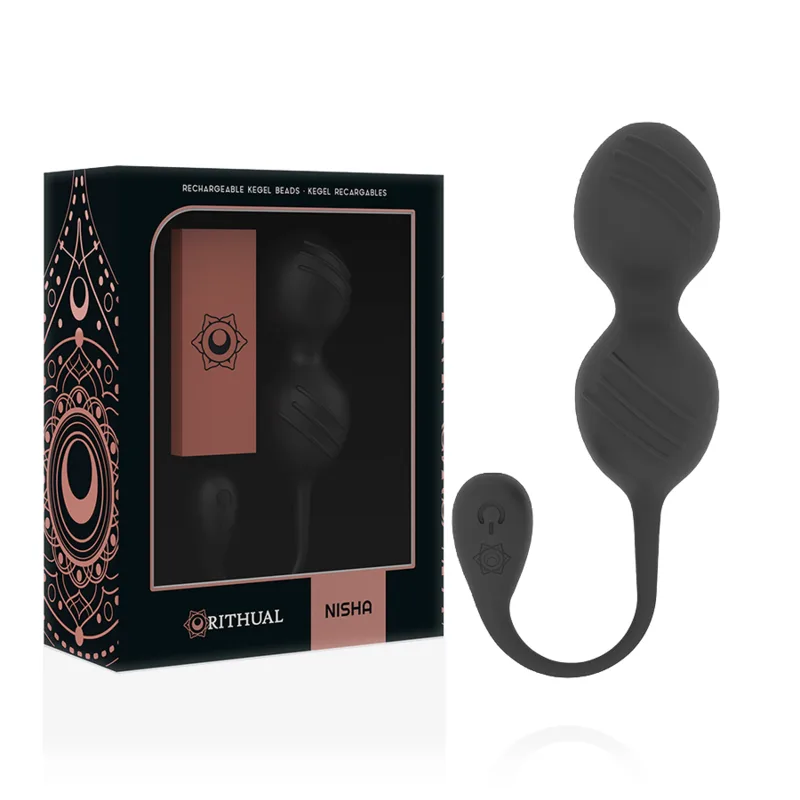 Boules de geisha de Kegel Vibrantes Rechargeables Nisha Noires Rithual