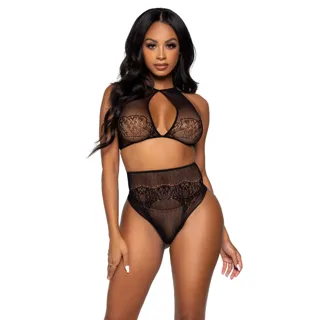 Ensemble Deux Pièces Halter Crop Top & String Culotte Leg Avenue
