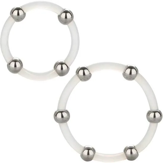 Ensemble de Bagues en Silicone Perlées en Acier Calexotics